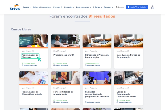 -Ecursos- Cursos Gratuitos de Programação Senac